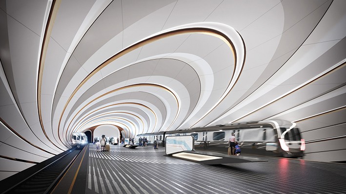 Zaha Hadid Architects, Çelik Pavilyonuyla Dikkat Çeken Bir Metro İstasyonu Tasarladı