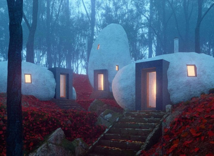 Dolmen Shelter Yorumu Taş Formunda Konuk Odaları Tasarlıyor
