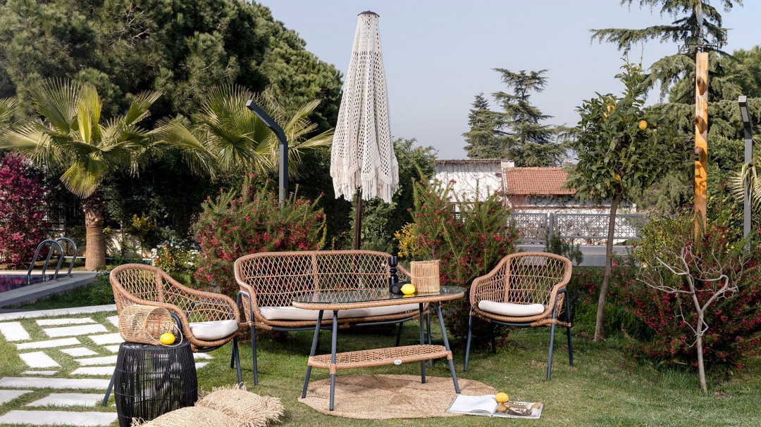Kelebek Mobilya Flora İpli Bahçe&Balkon Seti