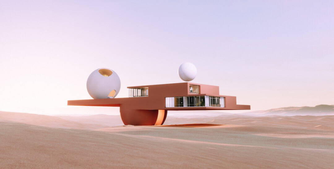 Dirsekli bir ev, gün boyunca güneşe tepki veren renklere sahiptir. Dirsekli bir ev, gün boyunca güneşe tepki veren renklere sahiptir.